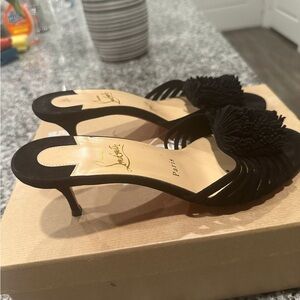 Christian Louboutin Black Fringe Heels